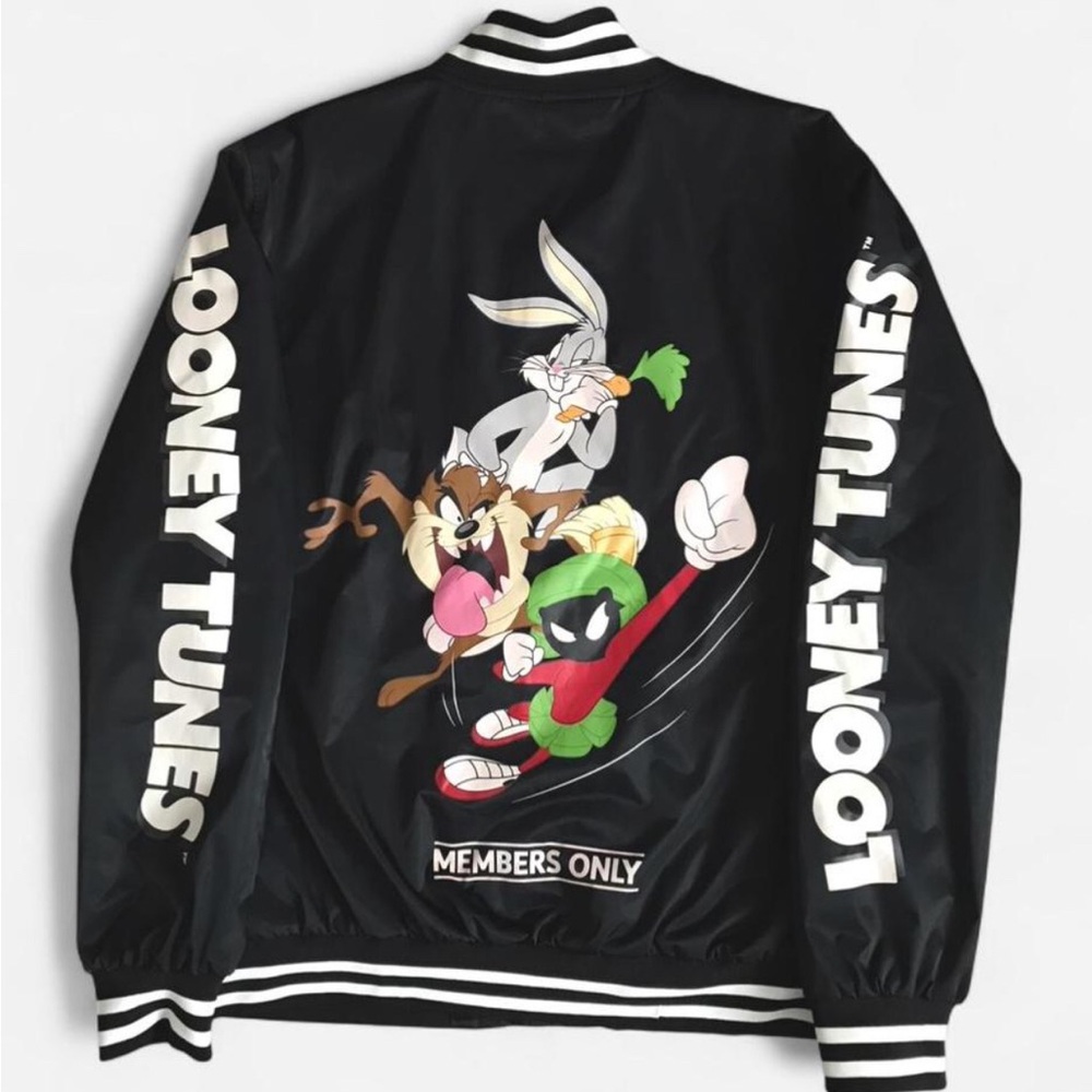 Looney Tunes x Members Only Bomber Jacket | Bugs Bunny Marvin Taz | Size Large
